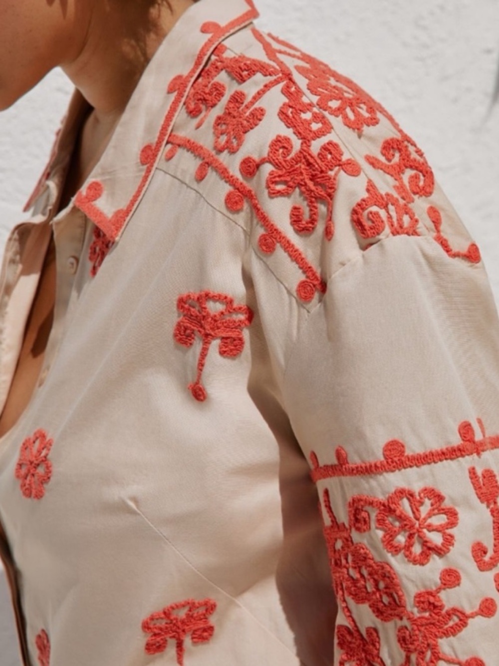 NWT Anthropologie Maeve Embroidered Collared  Button front Summer Shirt Dress XL - Picture 2 of 16